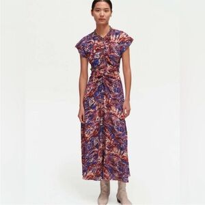 RACHEL COMEY hilma dress in blue print 100% silk size 8 EUC